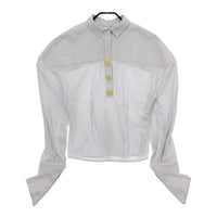 JACQUEMUS デザインプルオーバーシャツ サイドファスナー  ストライプ コットン 長袖シャツ ホワイト ブルー レディース ジャックムス【中古】5-0412M△