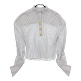 JACQUEMUS デザインプルオーバーシャツ サイドファスナー  ストライプ コットン 長袖シャツ ホワイト ブルー レディース ジャックムス【中古】5-0412M△