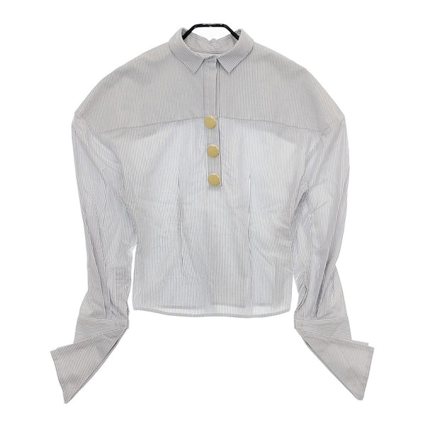 JACQUEMUS デザインプルオーバーシャツ サイドファスナー  ストライプ コットン 長袖シャツ ホワイト ブルー レディース ジャックムス【中古】5-0412M△