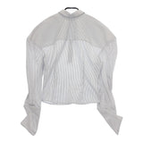 JACQUEMUS デザインプルオーバーシャツ サイドファスナー  ストライプ コットン 長袖シャツ ホワイト ブルー レディース ジャックムス【中古】5-0412M△