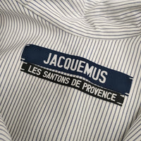 JACQUEMUS デザインプルオーバーシャツ サイドファスナー  ストライプ コットン 長袖シャツ ホワイト ブルー レディース ジャックムス【中古】5-0412M△