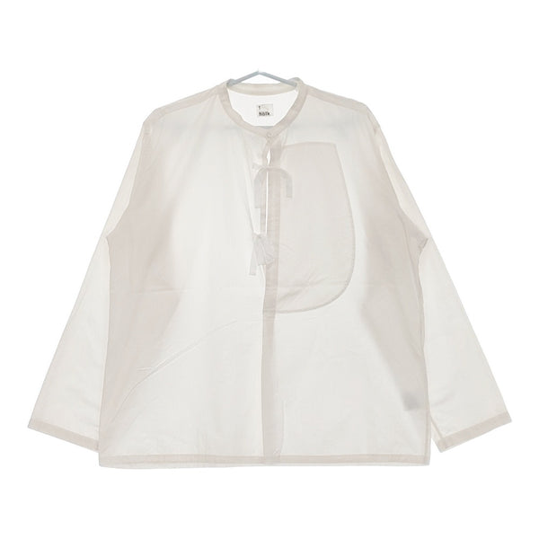 holk メディカルシャツ medical shirt  リボン コットン 長袖シャツ ホワイト レディース ホーク【中古】5-0412M△