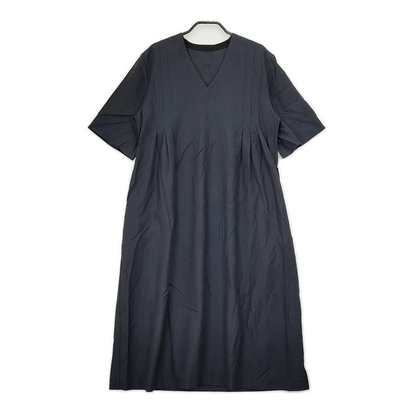 MARGARET HOWELL 578-2257001  SOFT COTTON TWILL Vネック コットン ワンピース 22AW ネイビー レディース マーガレットハウエル【中古】5-0528S∞