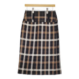 MARGARET HOWELL 578-3232007 TARTAN WOOL BLEND 定価74300円 プリーツ スカート 23AW 黒 茶 レディース マーガレットハウエル【中古】5-0228T♪