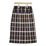 MARGARET HOWELL 578-3232007 TARTAN WOOL BLEND 定価74300円 プリーツ スカート 23AW 黒 茶 レディース マーガレットハウエル【中古】5-0228T♪