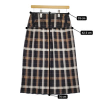 MARGARET HOWELL 578-3232007 TARTAN WOOL BLEND 定価74300円 プリーツ スカート 23AW 黒 茶 レディース マーガレットハウエル【中古】5-0228T♪