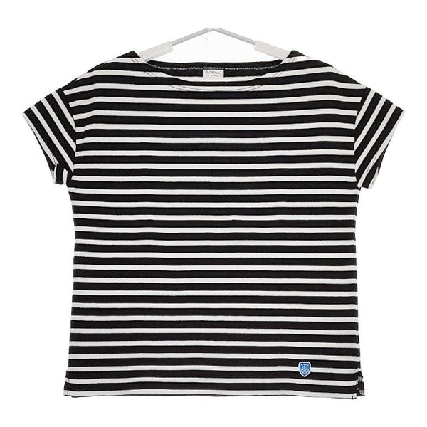ORCIVAL ボーダー フランス製 フレンチスリーブ 半袖Ｔシャツ カットソー ホワイト ブラック レディース オーシバル/オーチバル【中古】5-0612S∞