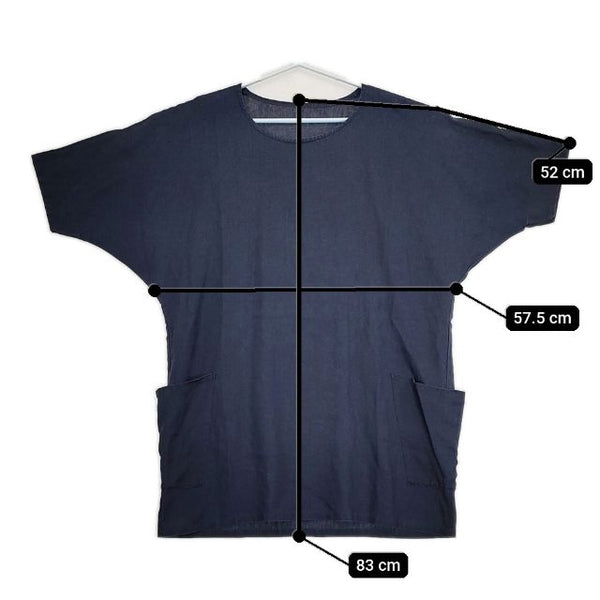 ヤンマ産業 YAMMA リネン プルオーバー チュニック 半袖 ブラウス シャツ ネイビー ヤンマ産業 5-0612S 258817 ヤンマ産業 YAMMA リネン プルオーバー チュニック 半袖
