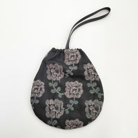 mina perhonen za9142 yula drop bag ドロップバッグ 刺繍 ハンドバッグ チャコールグレー ピンク レディース ミナペルホネン【中古】5-0409G◎
