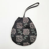 mina perhonen za9142 yula drop bag ドロップバッグ 刺繍 ハンドバッグ チャコールグレー ピンク レディース ミナペルホネン【中古】5-0409G◎