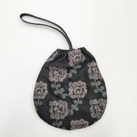 mina perhonen za9142 yula drop bag ドロップバッグ 刺繍 ハンドバッグ チャコールグレー ピンク レディース ミナペルホネン【中古】5-0409G◎