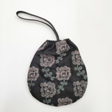 mina perhonen za9142 yula drop bag ドロップバッグ 刺繍 ハンドバッグ チャコールグレー ピンク レディース ミナペルホネン【中古】5-0409G◎