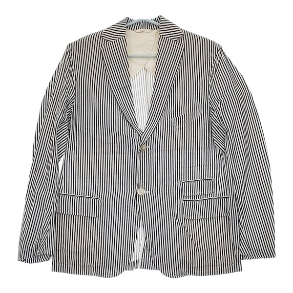 ARTS&SCIENCE 011-00252-019 サイズ2 ストライプ テーラードジャケット ネイビー ホワイト レディース アーツ&サイエンス【中古】5-0411M♪