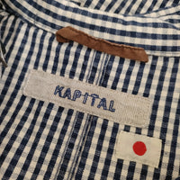 KAPITAL チェック コットン サイズS コート ネイビー ホワイト レディース キャピタル【中古】5-0412M△