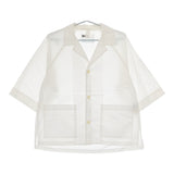 MHL. DRY COTTON RAMIE POPLIN 596-0150519 S コットンリネン 七分袖 シャツジャケット ホワイト メンズ エムエイチエル【中古】5-0411M♪