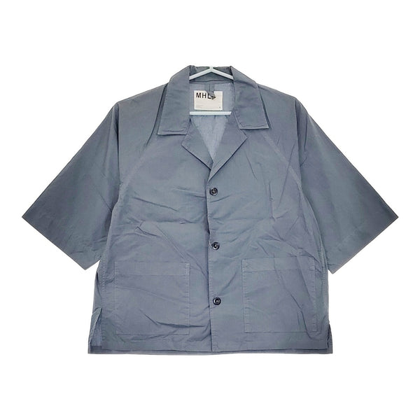 MHL. DRY COTTON RAMIE POPLIN 596-0150519 S コットンリネン 七分袖 シャツジャケット 20SS ブルーグレー メンズ エムエイチエル【中古】5-0411M♪