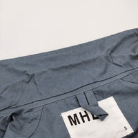 MHL. DRY COTTON RAMIE POPLIN 596-0150519 S コットンリネン 七分袖 シャツジャケット 20SS ブルーグレー メンズ エムエイチエル【中古】5-0411M♪