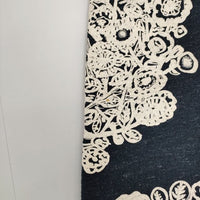 mina perhonen flower nest la8766 フロッキープリント ウールリネン スカート ネイビー ホワイト レディース ミナペルホネン【中古】5-1009T∞
