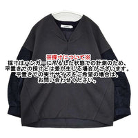 MyLanka 袖切替 Vネック プルオーバー ブラウス カットソー ネイビー グレー レディース ミランカ【中古】5-1009T∞