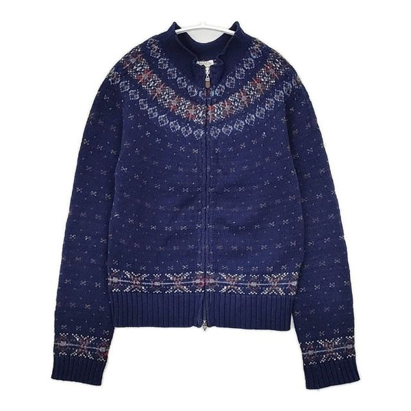 Brahmin ジップアップ アンゴラ混 ニットブルゾン カーディガン ネイビー レディース ブラーミン【中古】5-1009T∞