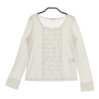Brahmin フリル レーヨンストレッチ 長袖Ｔシャツ カットソー ロンＴ ホワイト レディース ブラーミン【中古】5-0601M∞