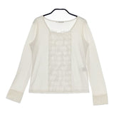 Brahmin フリル レーヨンストレッチ 長袖Ｔシャツ カットソー ロンＴ ホワイト レディース ブラーミン【中古】5-0601M∞