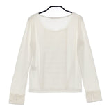 Brahmin フリル レーヨンストレッチ 長袖Ｔシャツ カットソー ロンＴ ホワイト レディース ブラーミン【中古】5-0601M∞