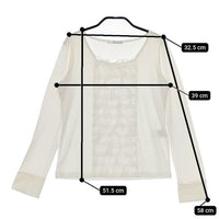 Brahmin フリル レーヨンストレッチ 長袖Ｔシャツ カットソー ロンＴ ホワイト レディース ブラーミン【中古】5-0601M∞