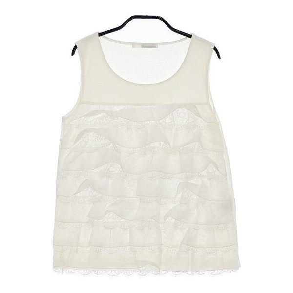 Brahmin フリル レース ノースリーブ Ｔシャツ カットソー ホワイト レディース ブラーミン【中古】5-0601M∞