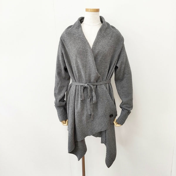 SI-HIRAI CHWK-2424 サイズ38 アンゴラ カシミヤ混 ロング カーディガン グレー レディース スーヒライ【中古】5-1006T◎