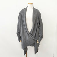 SI-HIRAI CHWK-2424 サイズ38 アンゴラ カシミヤ混 ロング カーディガン グレー レディース スーヒライ【中古】5-1006T◎