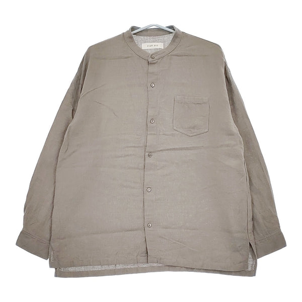 evam eva E241T100 mens band collar shirt 定価31900円 リネンコットン 長袖シャツ 24SS グレー メンズ エヴァムエヴァ【中古】5-0408M♪