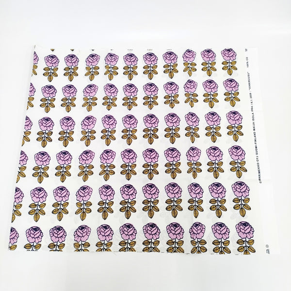 marimekko 未使用 VIHKIRUUSU 60cm×138cm ファブリック コットン 生地 ホワイト ピンク レディース マリメッコ【中古】5-0723G◎