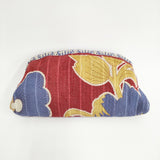 TOWAVASE デッドストック古布生地 刺し子 がま口 クラッチバッグ レッド イエロー レディース トワヴァーズ【中古】5-0315G♪