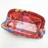 TOWAVASE デッドストック古布生地 刺し子 がま口 クラッチバッグ レッド イエロー レディース トワヴァーズ【中古】5-0315G♪