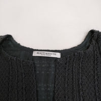 BEAUTY&YOUTH UNITED ARROWS ラッセルレースVネックロングスリーブチュニック ブラウス 黒 レディース ビューティアンドユース【中古】5-0408M♪