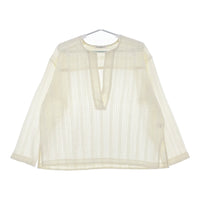 BEAUTY&YOUTH UNITED ARROWS ラッセルレースVネックロングスリーブチュニック ブラウス 白 レディース ビューティアンドユース【中古】5-0408M♪