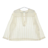 BEAUTY&YOUTH UNITED ARROWS ラッセルレースVネックロングスリーブチュニック ブラウス 白 レディース ビューティアンドユース【中古】5-0408M♪