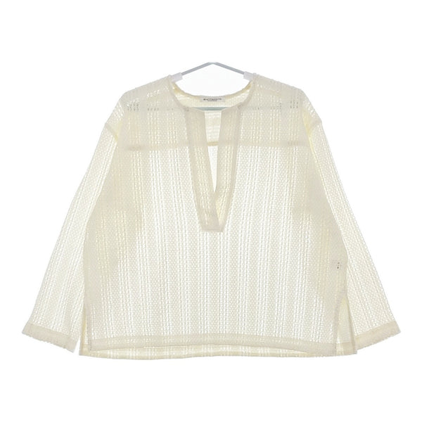 BEAUTY&YOUTH UNITED ARROWS ラッセルレースVネックロングスリーブチュニック ブラウス 白 レディース ビューティアンドユース【中古】5-0408M♪
