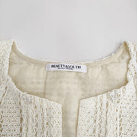 BEAUTY&YOUTH UNITED ARROWS ラッセルレースVネックロングスリーブチュニック ブラウス 白 レディース ビューティアンドユース【中古】5-0408M♪
