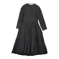 YAECA WRITE 98752 TUCK DRESS サイズS ウールリネンタック ワンピース ブラック レディース ヤエカ【中古】5-1008T♪