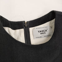 YAECA WRITE 98752 TUCK DRESS サイズS ウールリネンタック ワンピース ブラック レディース ヤエカ【中古】5-1008T♪