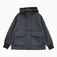 MHL. PADDED COTTON NYLON ショート丈フーデットジャケット 2 595-1225508 ブルゾン 21AW ネイビー レディース エムエイチエル【中古】5-1008T♪