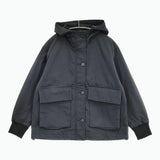 MHL. PADDED COTTON NYLON ショート丈フーデットジャケット 2 595-1225508 ブルゾン 21AW ネイビー レディース エムエイチエル【中古】5-1008T♪