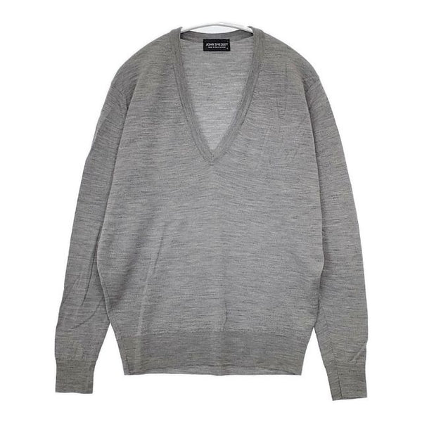 JOHN SMEDLEY メリノウール イギリス製 セーター ニット グレー レディース ジョンスメドレー【中古】5-0922T∞