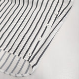 qualite サイドボタンTブラウス ストライプ プルオーバー 定価14490円 ブラウス シャツ ホワイト ブラック レディース カリテ【中古】5-0509M♪