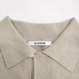 SLOANE 半袖ニット ポロシャツ サイズ3 コットン ニット ベージュ レディース スローン【中古】5-0408S♪
