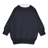 MARGARET HOWELL 578-0263611 WOOL COTTON JUMPER ウールコットン セーター ニット ネイビー レディース マーガレットハウエル【中古】5-0922T∞