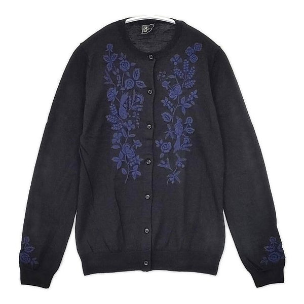 KEITA MARUYAMA 刺繍 ウール カーディガン ブラック ネイビー レディース ケイタマルヤマ【中古】5-0922T∞