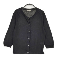 MARGARET HOWELL 578-9164006 FINE LINEN 2 リネンニットクルーネックカーディガン ブラック レディース マーガレットハウエル【中古】5-0408M♪